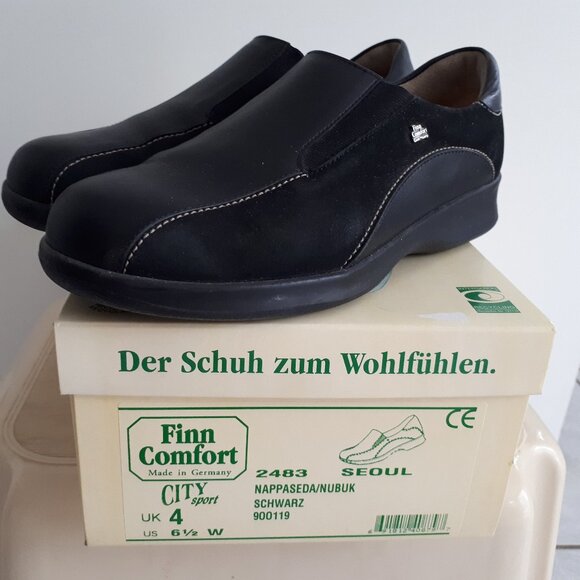 Finn Comfort Germany Seoul 2483 Ladies Slip On Shoes UK4 US6.5W Black w/Box - Picture 1 of 7